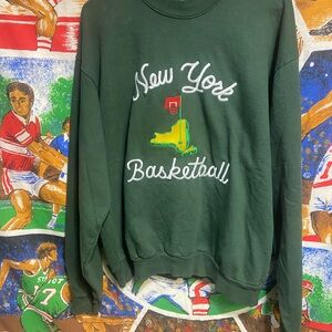 Green New York Basketball The Masters Themed Crewneck Sweatshirt
